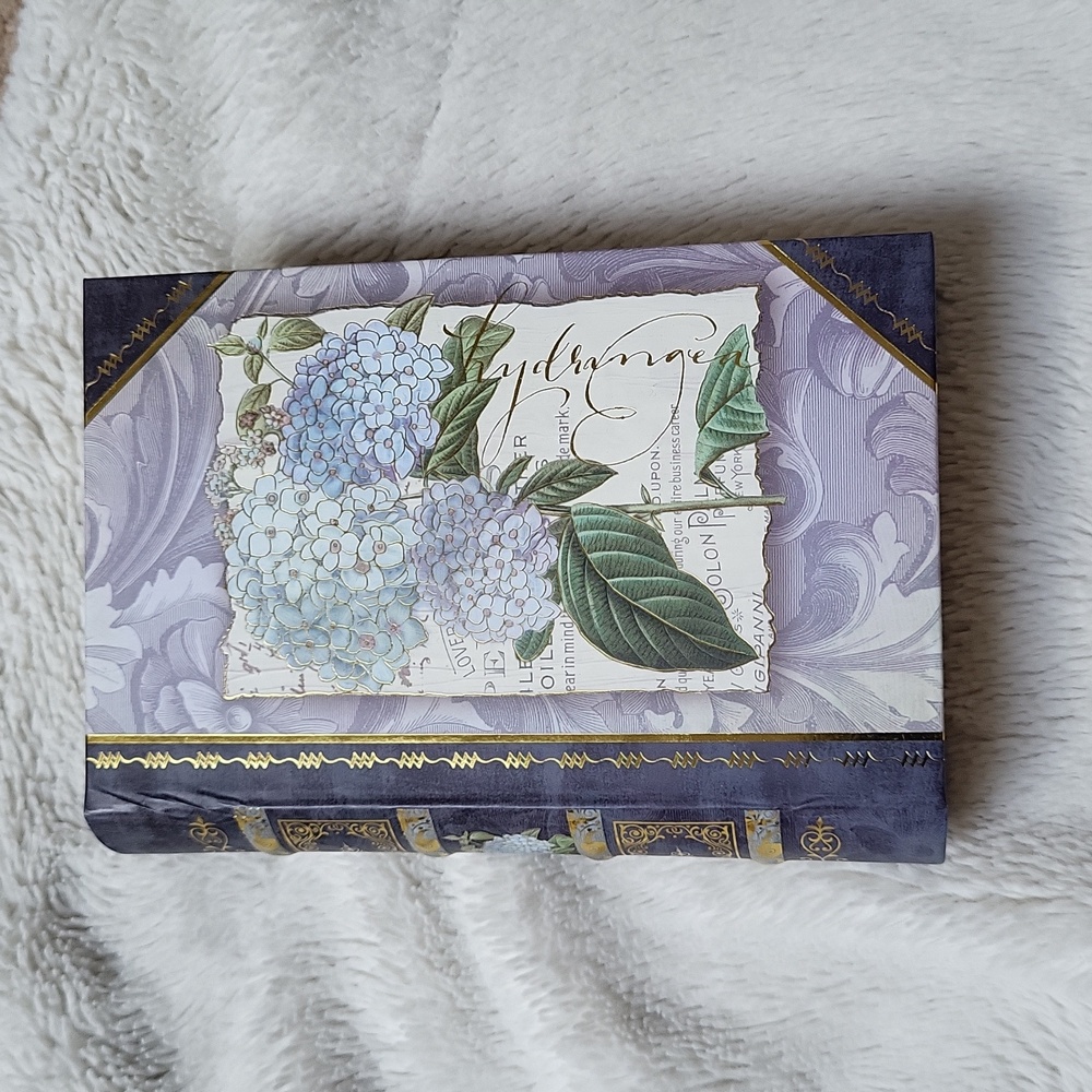 Punch Studio Hydrangea Themed Decorative Storage Book, New With Tags
